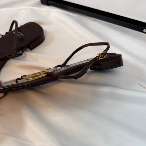 Jeffrey Campbell Black Sandals with Gold Disc Detail - Picture 6 of 7